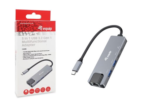 Equip 133496 stacja dokująca Przewodowa USB 3.2 Gen 1 (3.1 Gen 1) Type-C Szary EQUIP