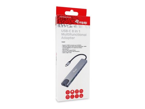 Equip 133497 stacja dokująca Przewodowa USB Type-C Czarny, Szary EQUIP