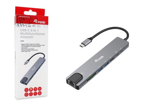 Equip 133497 stacja dokująca Przewodowa USB Type-C Czarny, Szary EQUIP