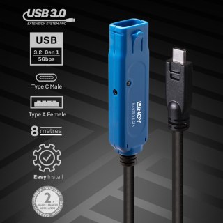 LINDY 8m USB 3.2 Gen 1 C/A AktivverlĂ¤ngerung Pro LINDY
