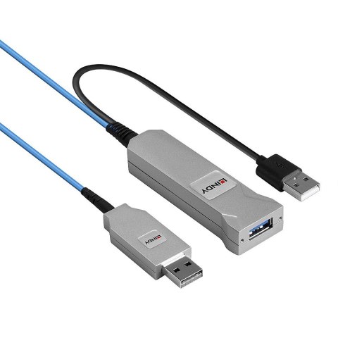 Lindy 43345 kabel USB USB 3.2 Gen 1 (3.1 Gen 1) 30 m USB A 2 x USB A Niebieski, Srebrny LINDY