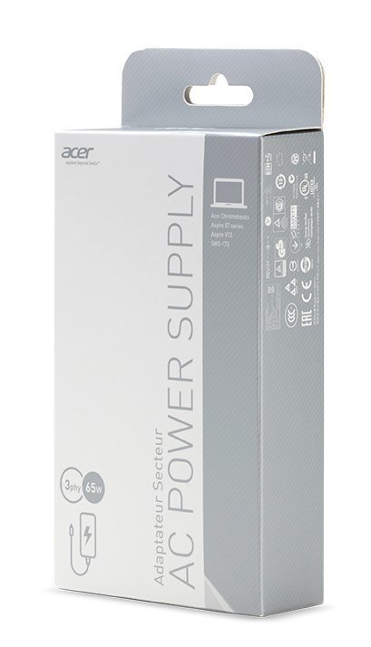 Acer 65W_3phy 19V BLACK ADAPTER - EU POWER CORD (BULK PACK) Acer
