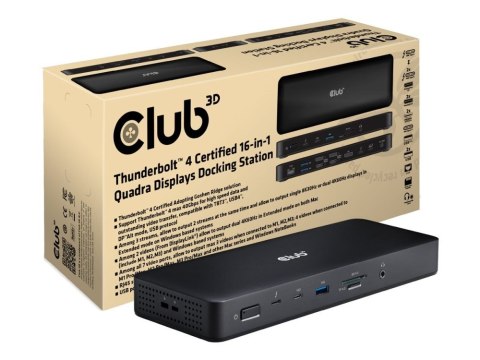 CLUB3D CSV-1583 stacja dokująca Przewodowa Thunderbolt 4 Czarny Club 3D