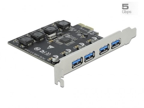 DeLOCK Karta PCI Express x1 do 4 x zewnętrzne USB Typ-A żeński SuperSpeed USB (USB 3.2 Gen 1) DELOCK