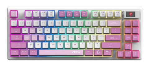 MSI FORGE GK600 TKL WIRELESS VIOLET klawiatura Gaming USB + Bluetooth QWERTY Hiszpański Różowy, Fioletowy, Biały MSI