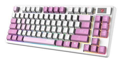 MSI FORGE GK600 TKL WIRELESS VIOLET klawiatura Gaming USB + Bluetooth QWERTY Hiszpański Różowy, Fioletowy, Biały MSI