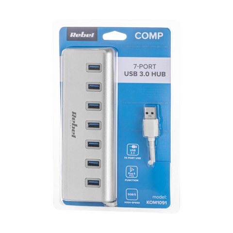 HUB (rozdzielacz) USB 3.0 7 portowy Rebel Rebel
