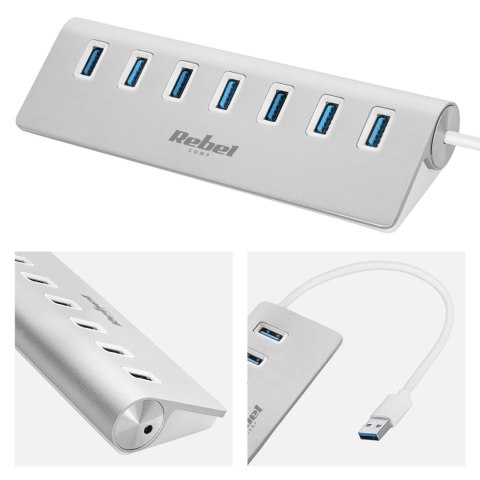 HUB (rozdzielacz) USB 3.0 7 portowy Rebel Rebel