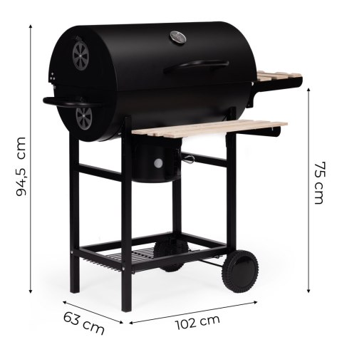 Grill węglowy ogrodowy z pokrywą termometr popielnik drewniane półki MultiGarden MultiGarden
