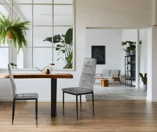 Komplet 4 krzeseł krzesło welurowe do jadalni i salonu 4 sztuki szare ModernHome ModernHome