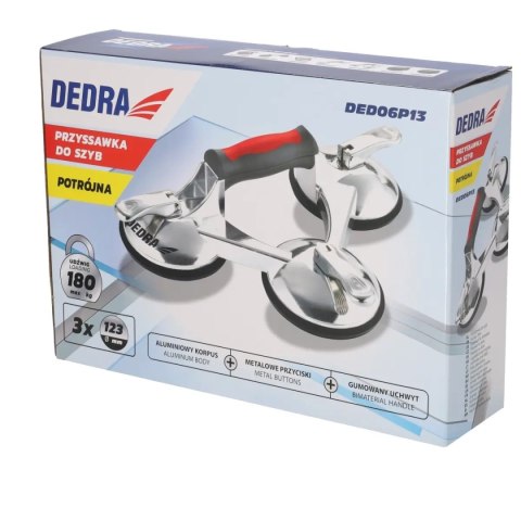Przyssawka do szyb potrójna 3x123mm, max 180kg, alu Dedra