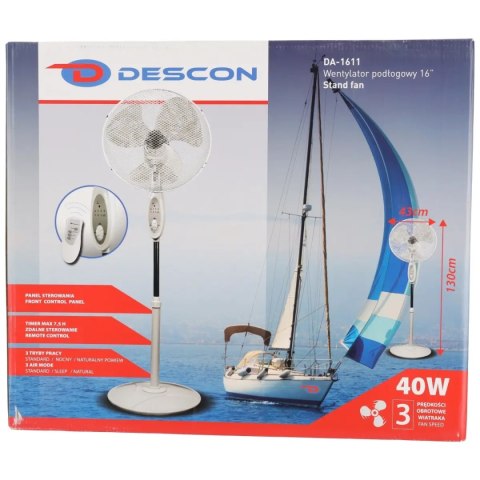 Wentylator stojący 16" z pilotem srebrny Dedra