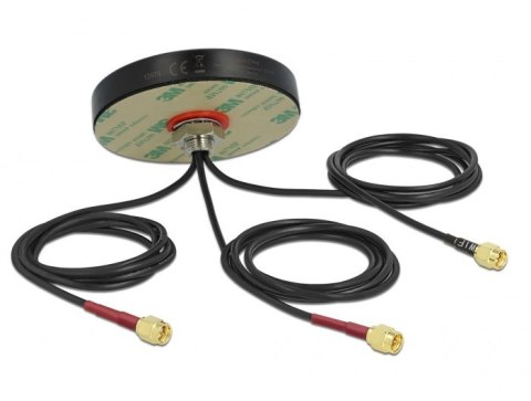 DeLOCK Antena dwupasmowa LTE MIMO WLAN 802.11 ac/ax/a/h/b/g/n 3 x SMA męski RG-174 1 m montaż na śruby, polowa, czarna DELOCK