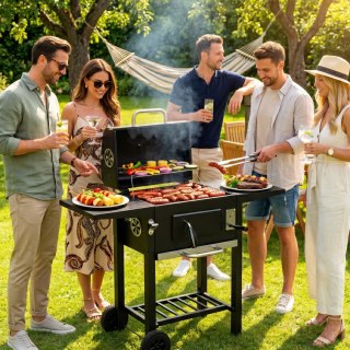 Grill węglowy ogrodowy z pokrywą regulacja rusztu termometr popielnik MultiGarden MultiGarden