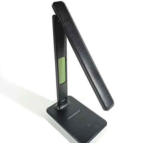 Lampka led biurkowa regulowana szkolna biurko wyświetlacz lcd ładowanie usb -czarna e146-2 skórzany wzór z 1 przyciskiem RTO