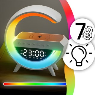 Lampka nocna led rgb ładowarka indukcyjna bluetooth zegar radio głośnik RTO