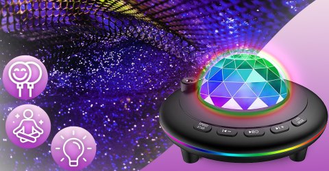 Lampka nocna projektor gwiazd niebo kosmos obrotowa led 2w1 rzutnik + pilot -e789 RTO
