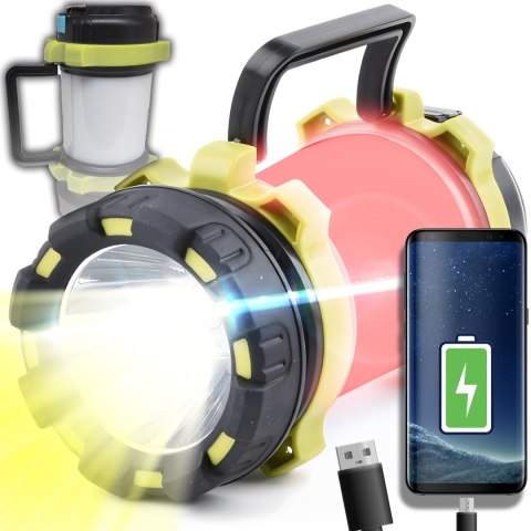 Mocna latarka lampa warsztatowa wojskowa akumulatorowa led usb z uchwytem RTO