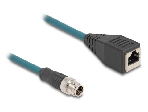 DeLOCK M12 Kabel adaptera z kodowaniem X 8-pinowe męski do żeńskiego RJ45 o długości 50 cm DELOCK