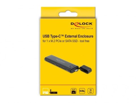 DeLOCK Obudowa zewnętrzna USB Type-C na M.2 NVMe PCIe lub SATA SSD - Beznarzędziowa DELOCK
