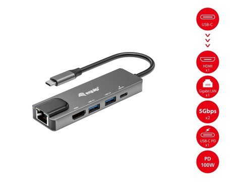 Equip Dock 5-1 USB-C->HDMI,2xUSB-A,GbE,100W USB-C 0.25m EQUIP