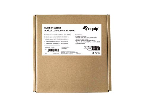 Ultra High Speed - Kabel HDMI z Ethernetem - HDMI męski na męski HDMI - 50,0 m - Aktywny kabel optyczny (AOC), obsługa 8K 60 Hz EQUIP
