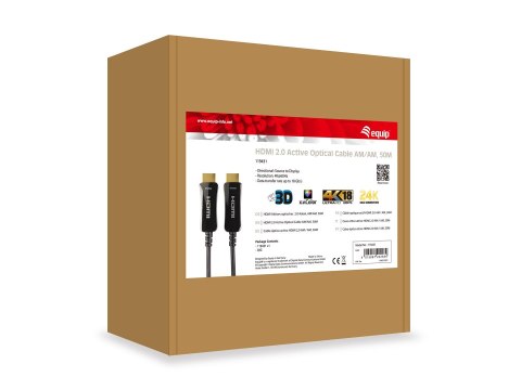 Wyposażenie HDMI HS Ethernet 2.0 18Gb AOC 4K/60Hz 50.00m EQUIP