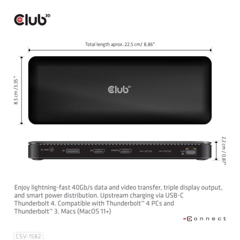 Club3D Thunderbolt4 12-w-1 Stacja dokująca 3 Wyświetlacze St/Bu sprzedaż detaliczna DELOCK