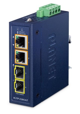 PLANET IP30 Compact size 2-Port IGTP-2205AT konwerter sieciowy Niebieski Planet