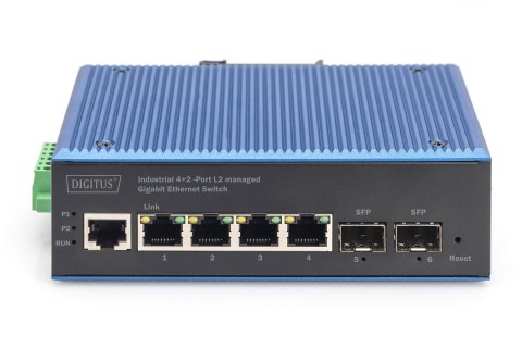 Switcher przemysłowy 4+2-Port L2 zarządzany Gigabit Ethernet 4 x GE RJ45 + 2 SFP Port DIGITUS