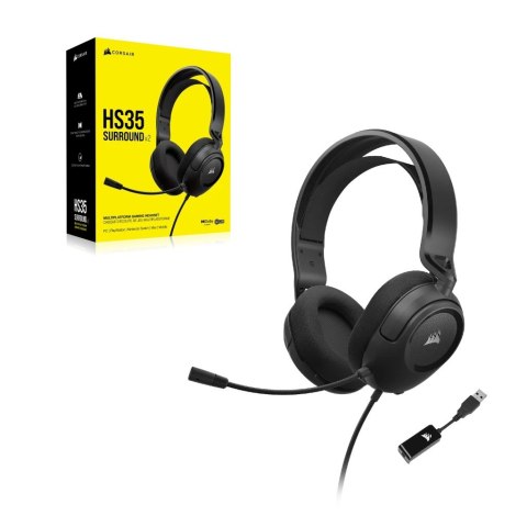 Corsair HS35 SURROUND v2 Zestaw słuchawkowy Przewodowa Opaska na głowę Gaming Czarny Corsair