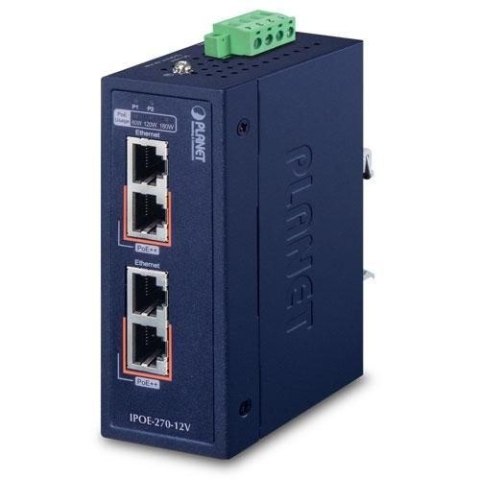 PLANET IPOE-270-12V przełącznik sieciowy Obsługa PoE Niebieski Planet