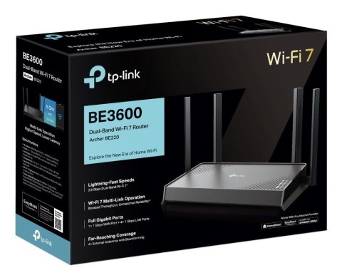 TP-Link Archer BE220 router bezprzewodowy Gigabit Ethernet Dual-band (2.4 GHz/5 GHz) Czarny TP-LINK