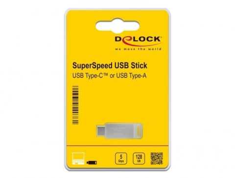 DeLOCK Pendrive USB-C + Typ-A 5 Gbps 128 GB - metalowa obudowa DELOCK