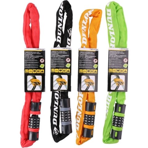 Dunlop - Zapięcie do roweru łańcuch na szyfr (Czerwony) Dunlop