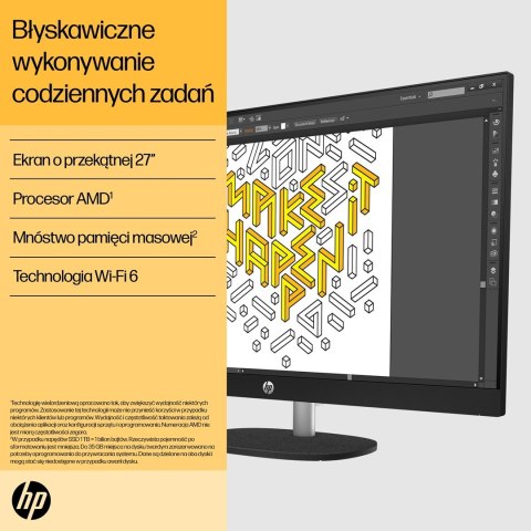 HP 27-cr0232nw AIO Ryzen 5 7520U 27.0"FHD IPS AG 300nits 16GB DDR5 SSD512 Radeon 610M LAN Win11 2Y Shell White Hewlett-Packard