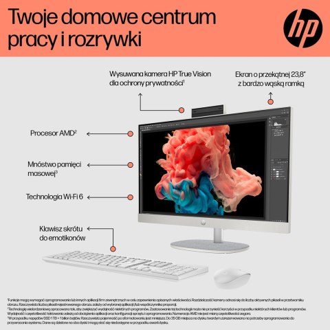 HP AIO 24-cr0144nw Ryzen 3 7320U 23.8"FHD IPS 250nits AG 8GB LPDDR5 SSD512 Radeon 610M Cam720p kB+Mouse Win11 Shell White 2Y Hewlett-Packard