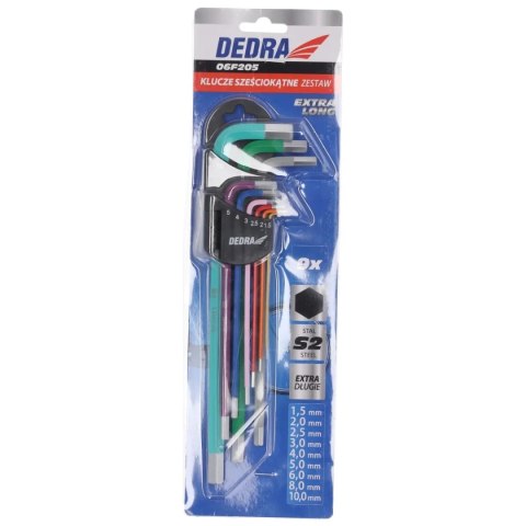 Klucze sześciokątne extra dług.kolor 1.5-10mm zestaw 9szt,s2 Dedra