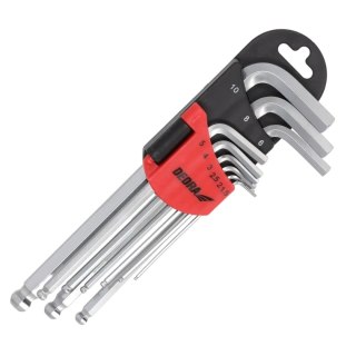 Klucze sześciokątne kulka długie 1.5-10mm zestaw 9szt, crv Dedra