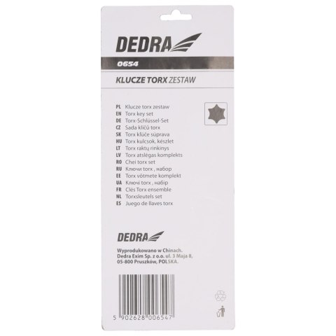 Klucze torx crv, 9szt. Dedra