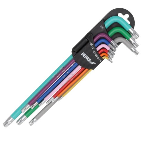 Klucze torx extra długie kolor t10-t50 zestaw 9szt,s2 Dedra