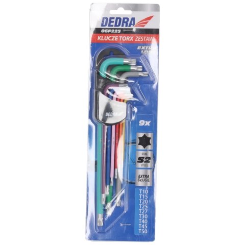 Klucze torx extra długie kolor t10-t50 zestaw 9szt,s2 Dedra