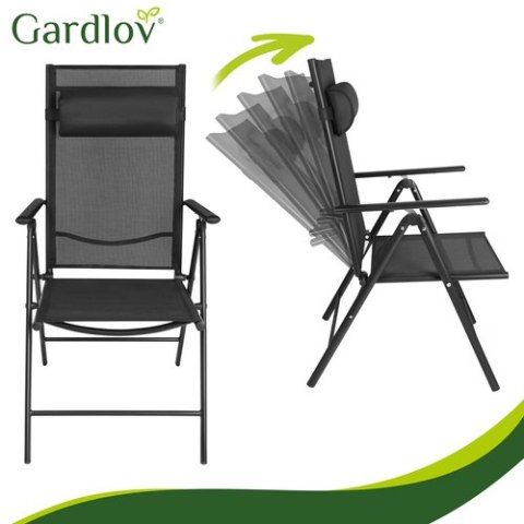Krzesło ogrodowe składane czarne 2szt. Gardlov GARDLOV