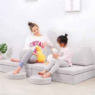 Fotel modułowy dla dzieci DIY 8 miękkich poduch składany - szary ECOTOYS ECOTOYS
