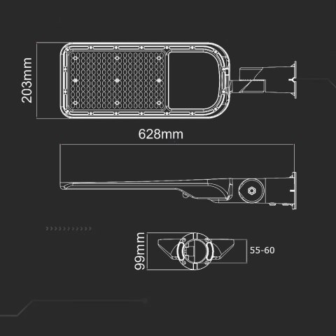Oprawa uliczna LED V-TAC SAMSUNG CHIP z regulacją i czujnikiem światła 150W 135Lm/W VT-169ST-S 4000K 20250lm 5 lat gwarancji