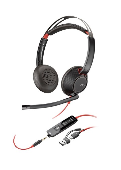 Słuchawki Poly Blackwire 5220 Stereo USB-C Headset +3.5mm Plug +USB-C/A Adapter Retail Packaging POLY