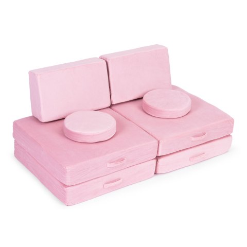 Sofa modułowa duża składana dla dzieci DIY 8 miękkich poduch - różowa ECOTOYS ECOTOYS