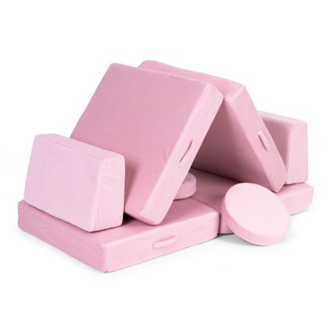 Sofa modułowa duża składana dla dzieci DIY 8 miękkich poduch - różowa ECOTOYS ECOTOYS