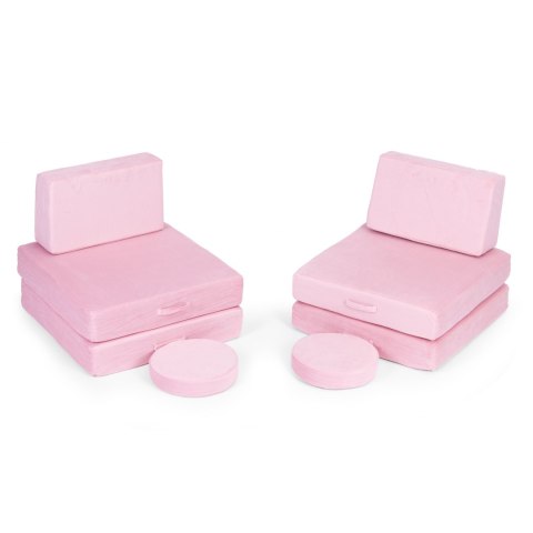 Sofa modułowa duża składana dla dzieci DIY 8 miękkich poduch - różowa ECOTOYS ECOTOYS