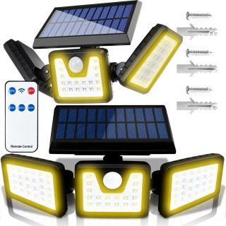 Lampa solarna 110 led z czujnikiem ruchu zmierzchu cob ogrodowa + pilot RTO